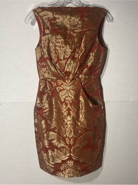 VERA WANG Lavender Label red gold brocade sleeveless shift dress XS/S